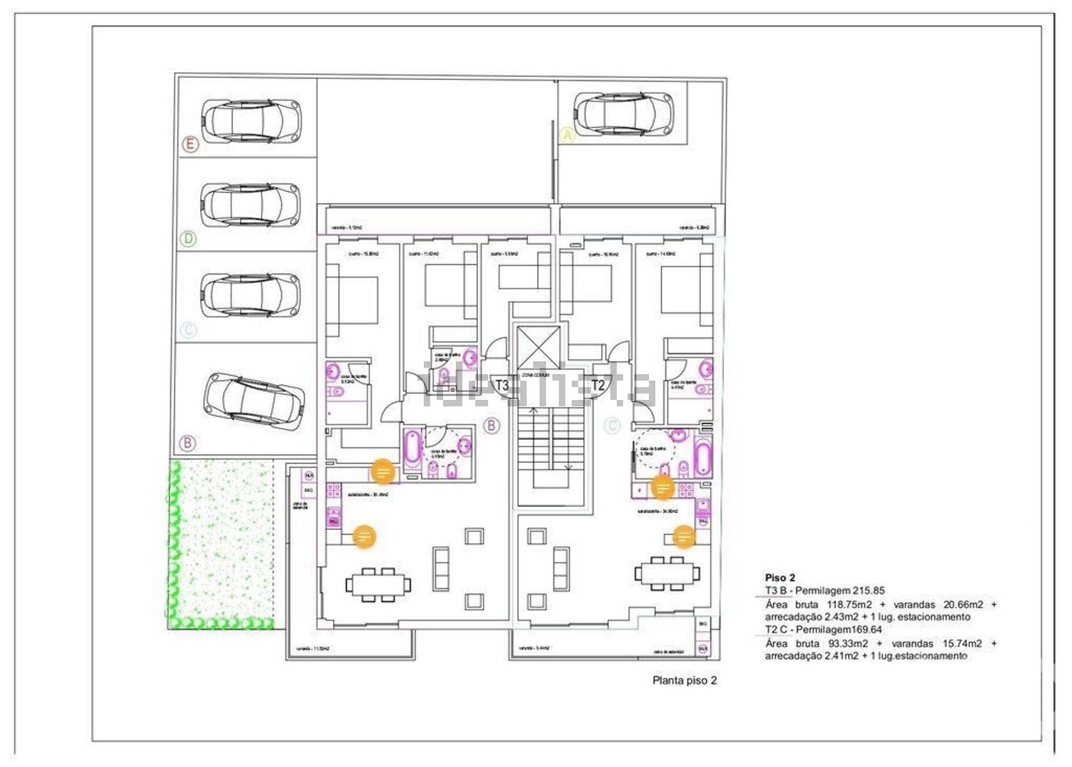 公寓 t3出售在Centro da Vila - 平面图