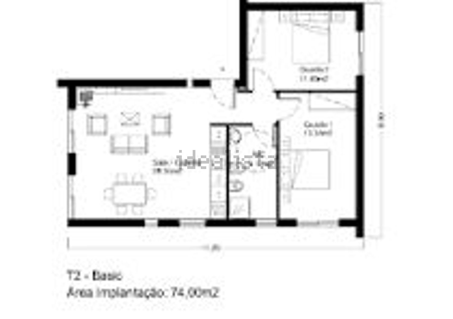 公寓 t2出售在Largo de Dom Diogo Fernandes de Almeida, 3 - 平面图