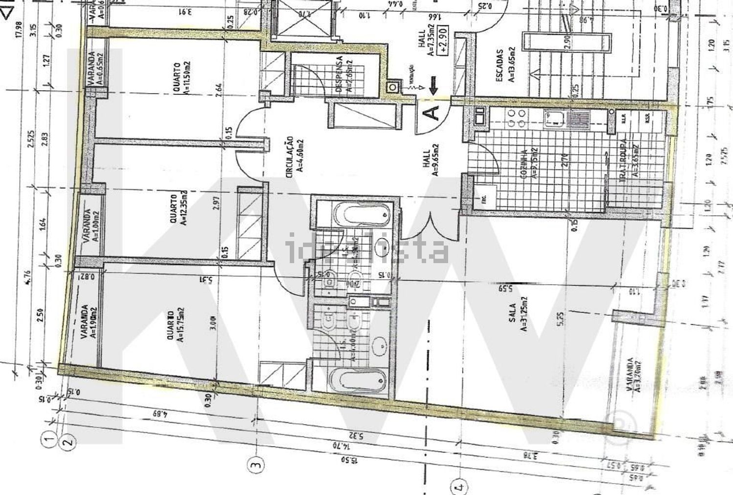 出租公寓 t3在Avenida Antero de Quental, 18 - 平面图