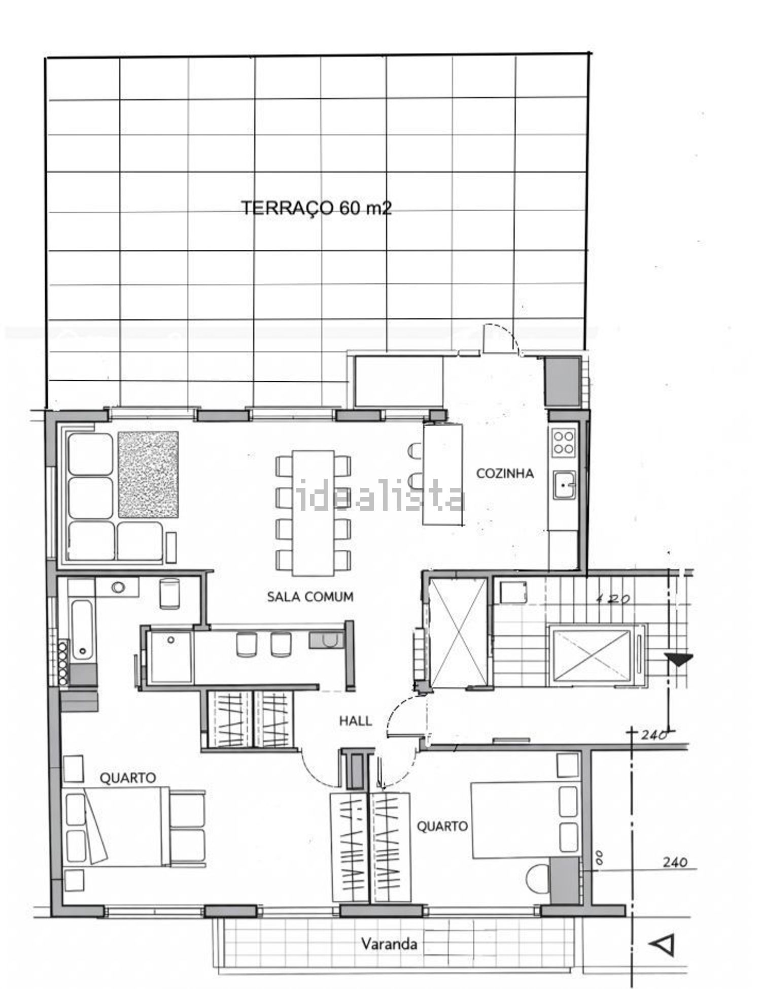 公寓 t2出售在Rua Infante Dom Pedro, 10 - 平面图