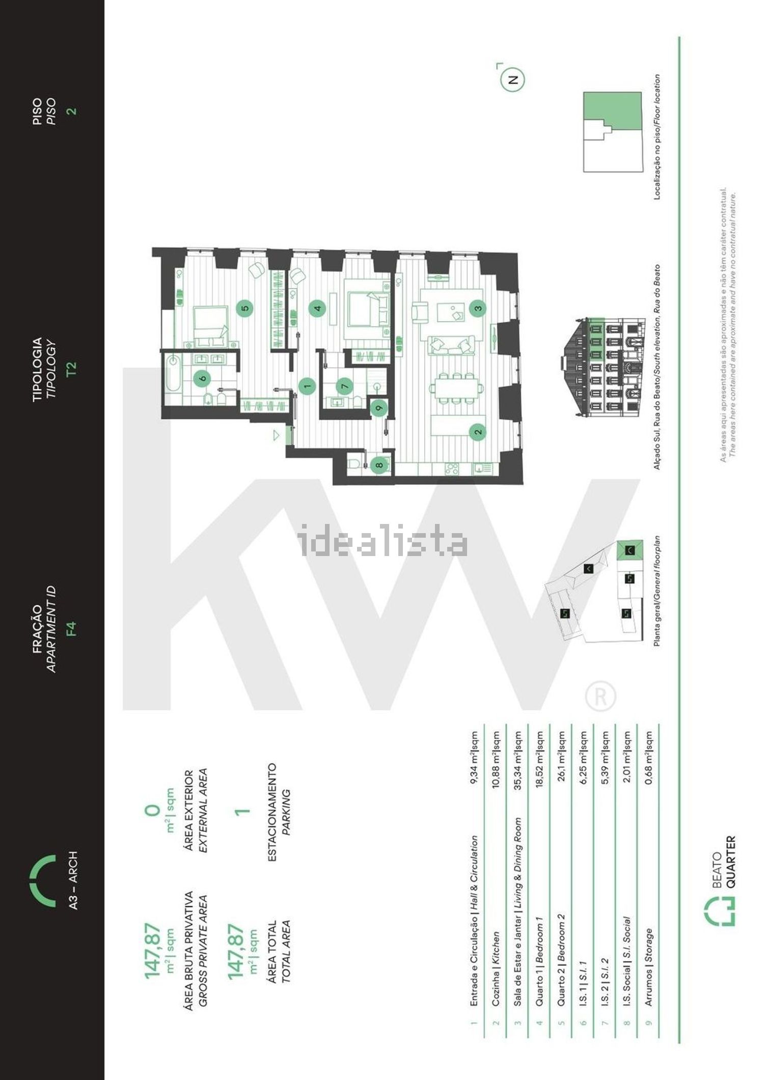 出租公寓 t2在Alameda do Beato s/n - 平面图