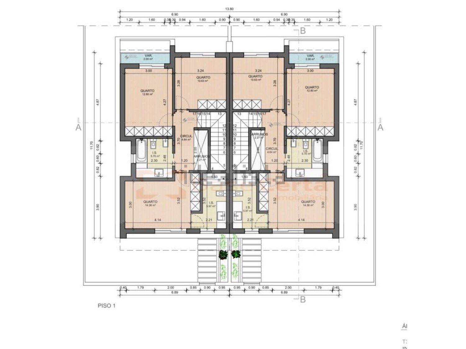 小楼房或独栋别墅出售在Rua João Paulo II - 平面图