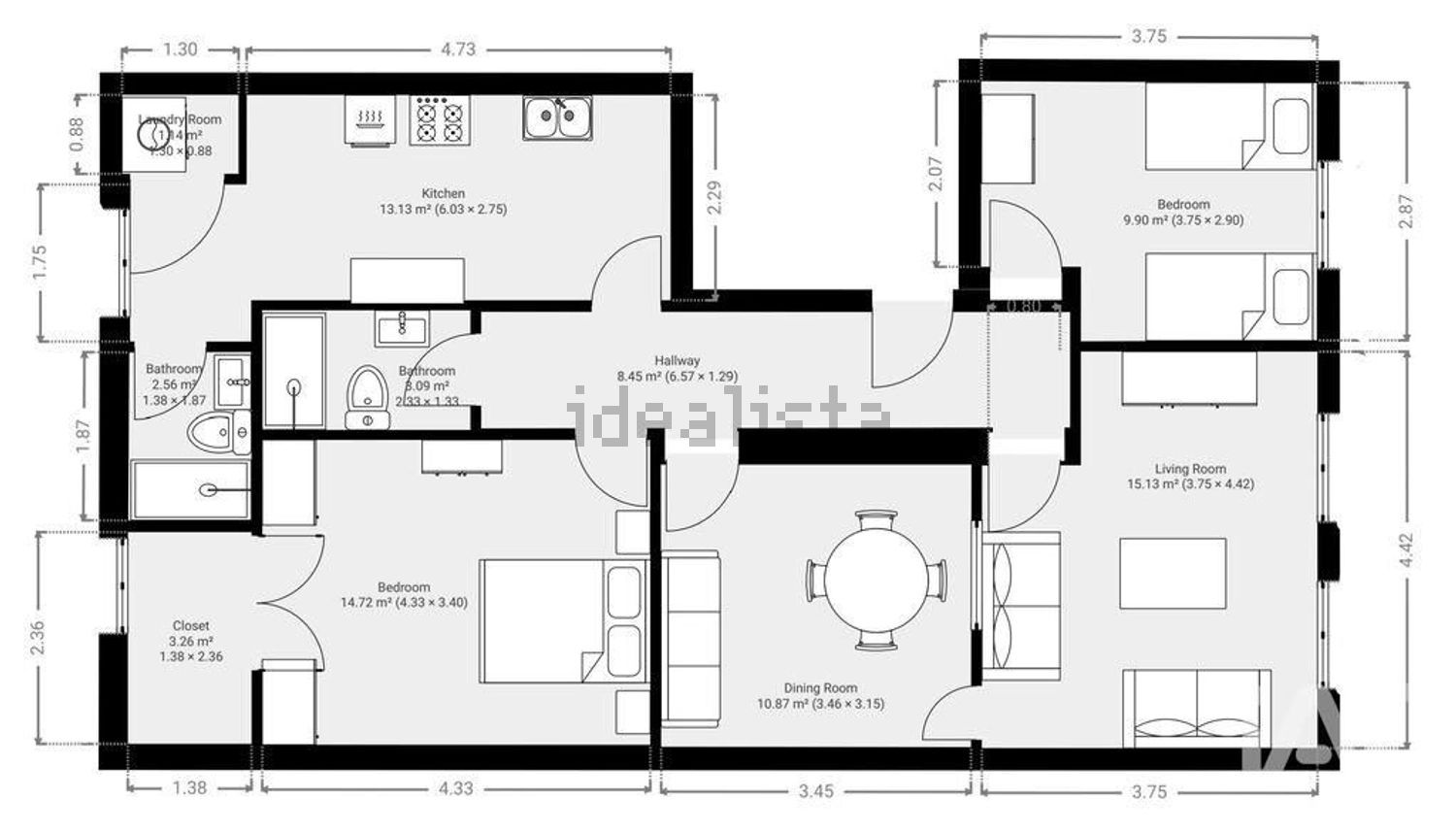公寓 t2出售在Bairro dos Actores - Barão Sabrosa - 平面图
