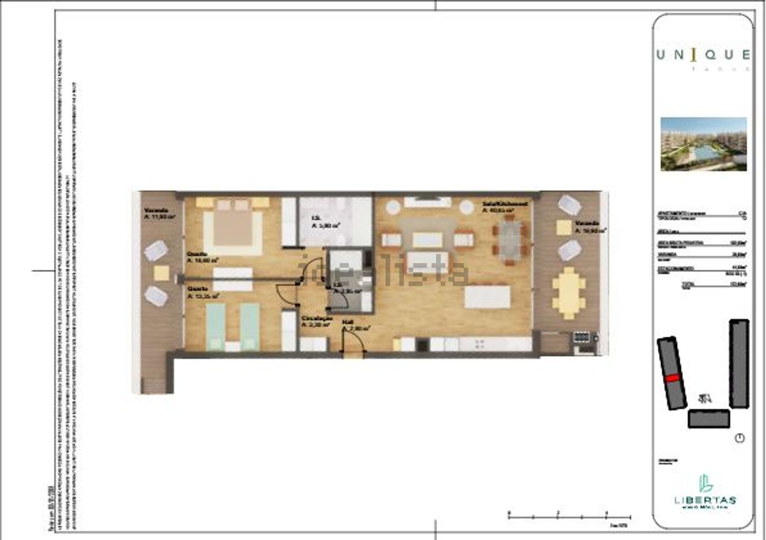 出租公寓 t2在Avenida 5 de Outubro, 53 - 平面图