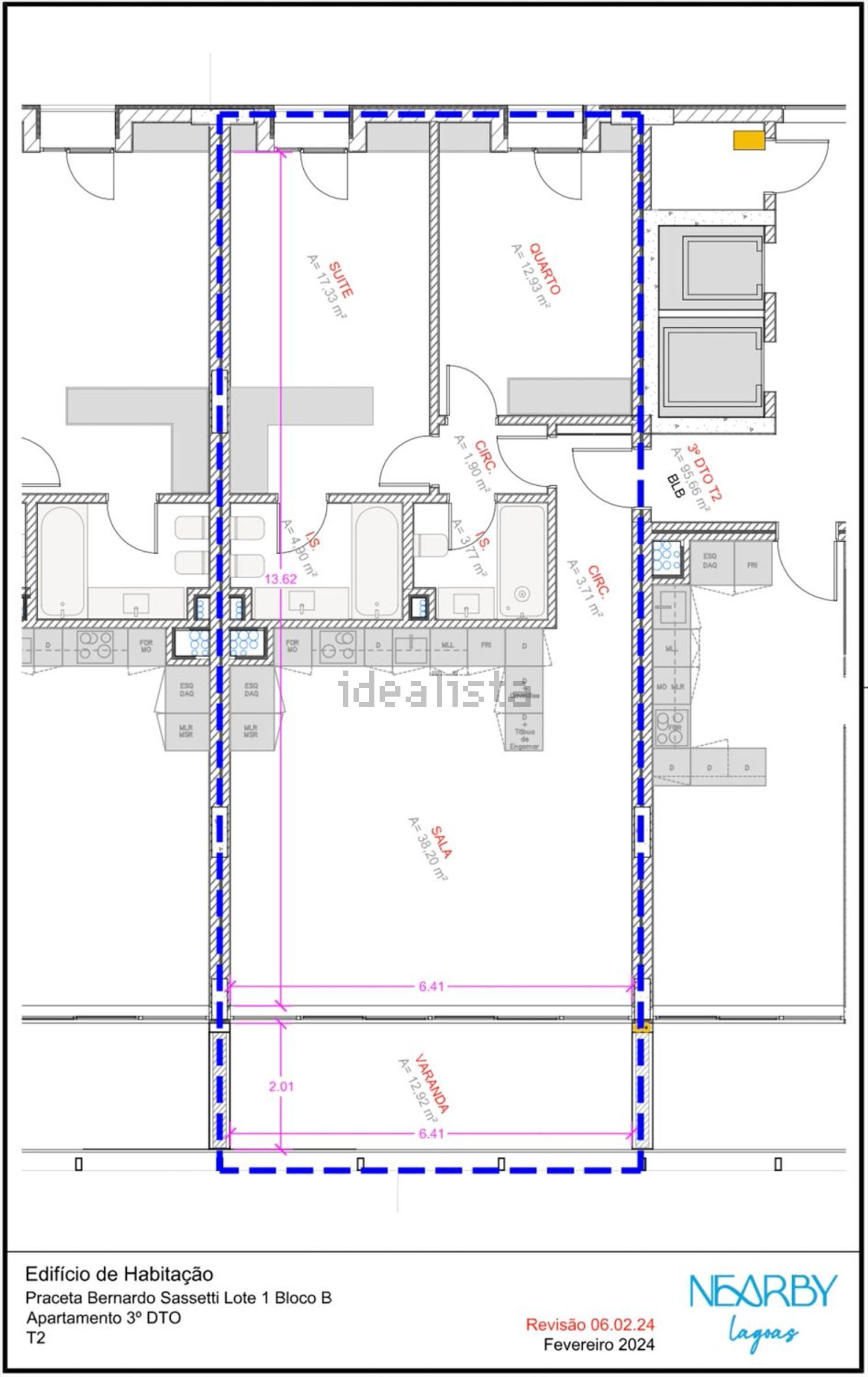 出租公寓 t2在Praceta Bernardo Sassetti - 平面图