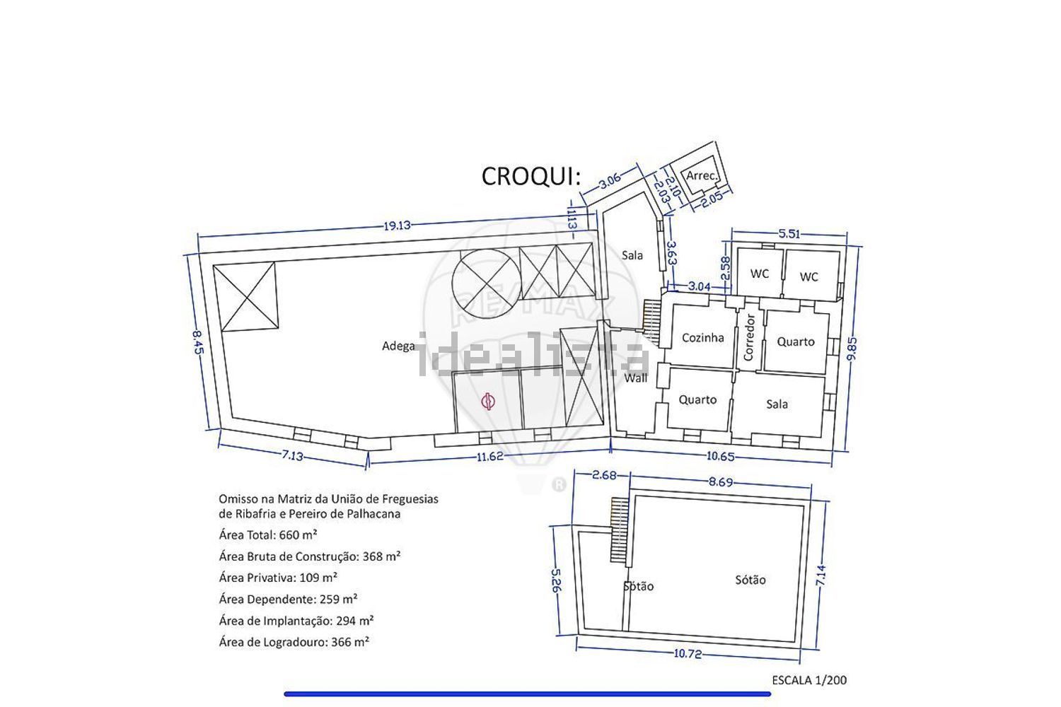 小楼房或独栋别墅出售在Rua do Casal da Carvalha - 平面图