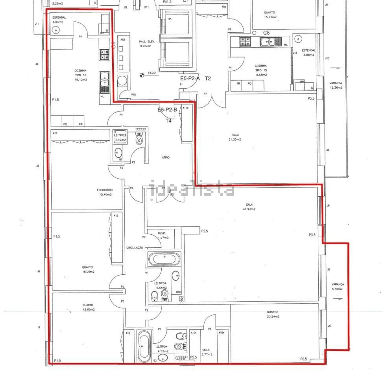 公寓 t4出售在Rua da Nau Catrineta - 平面图