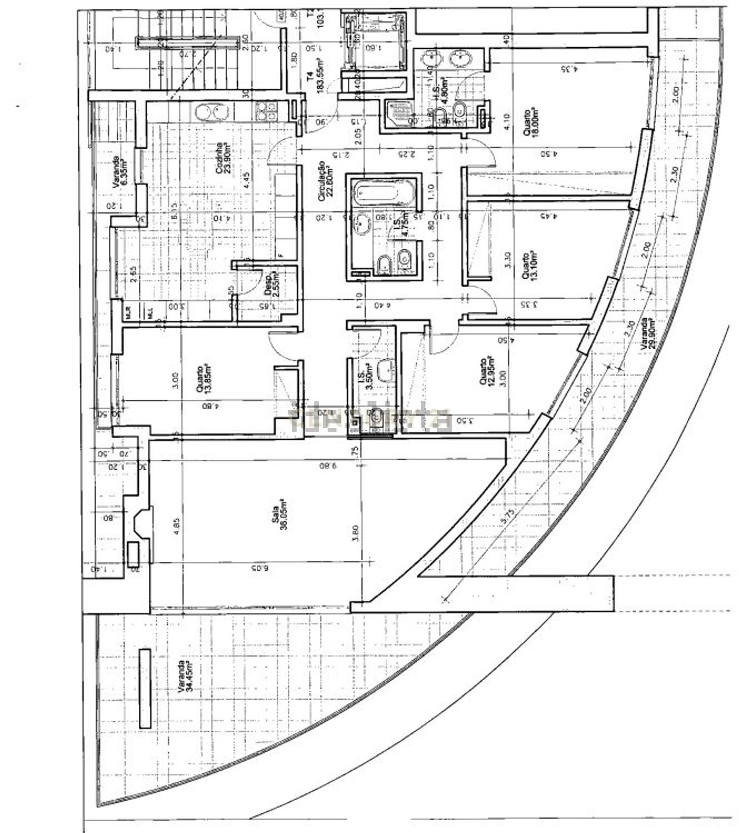 公寓 t4出售在Avenida Natália Correia - 平面图