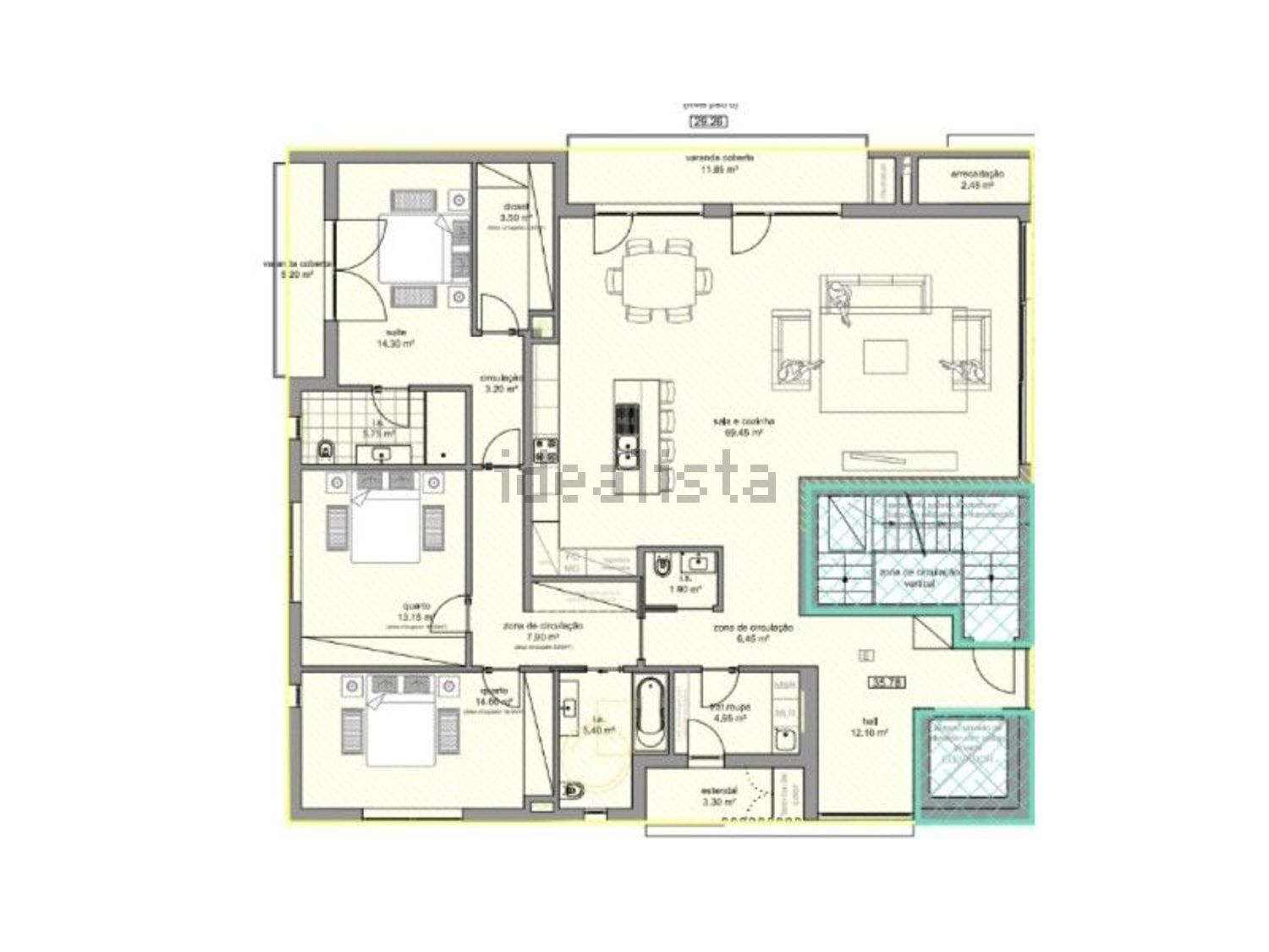 顶层公寓出售在Rua dos Pedros - 平面图