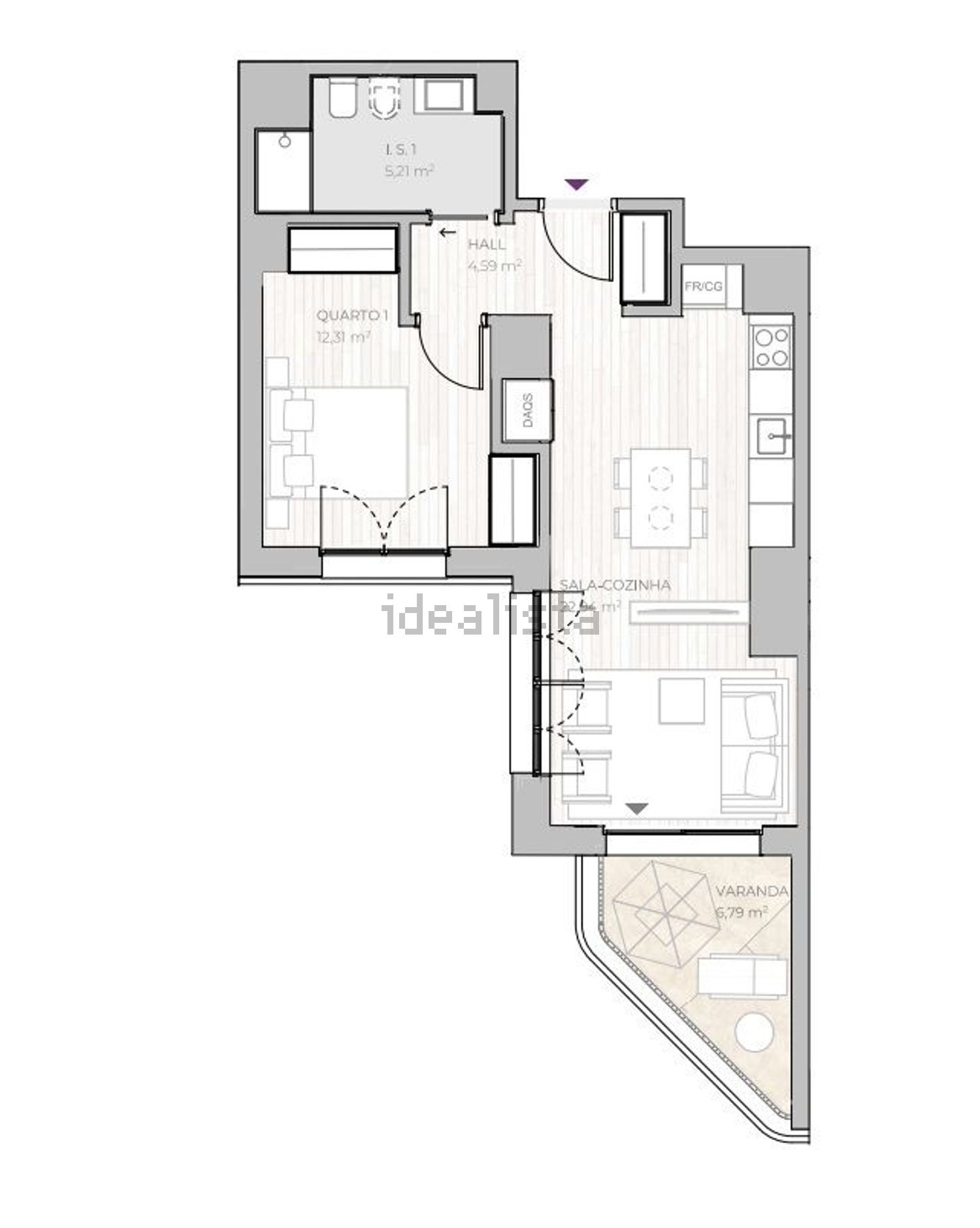 出租公寓 t1在Rua Mário Botas - 平面图