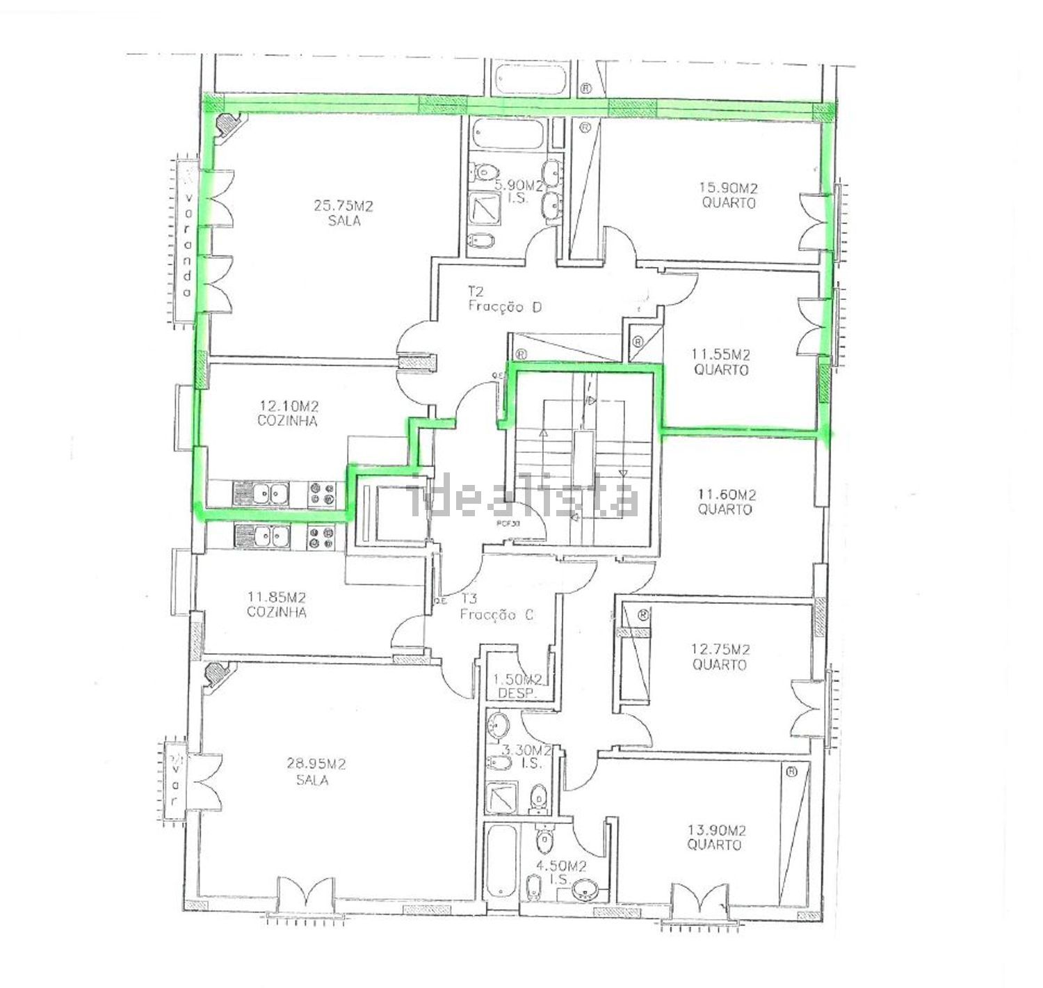 公寓 t2出售在Rua Capitão Manuel Baleisão do Passo - 平面图