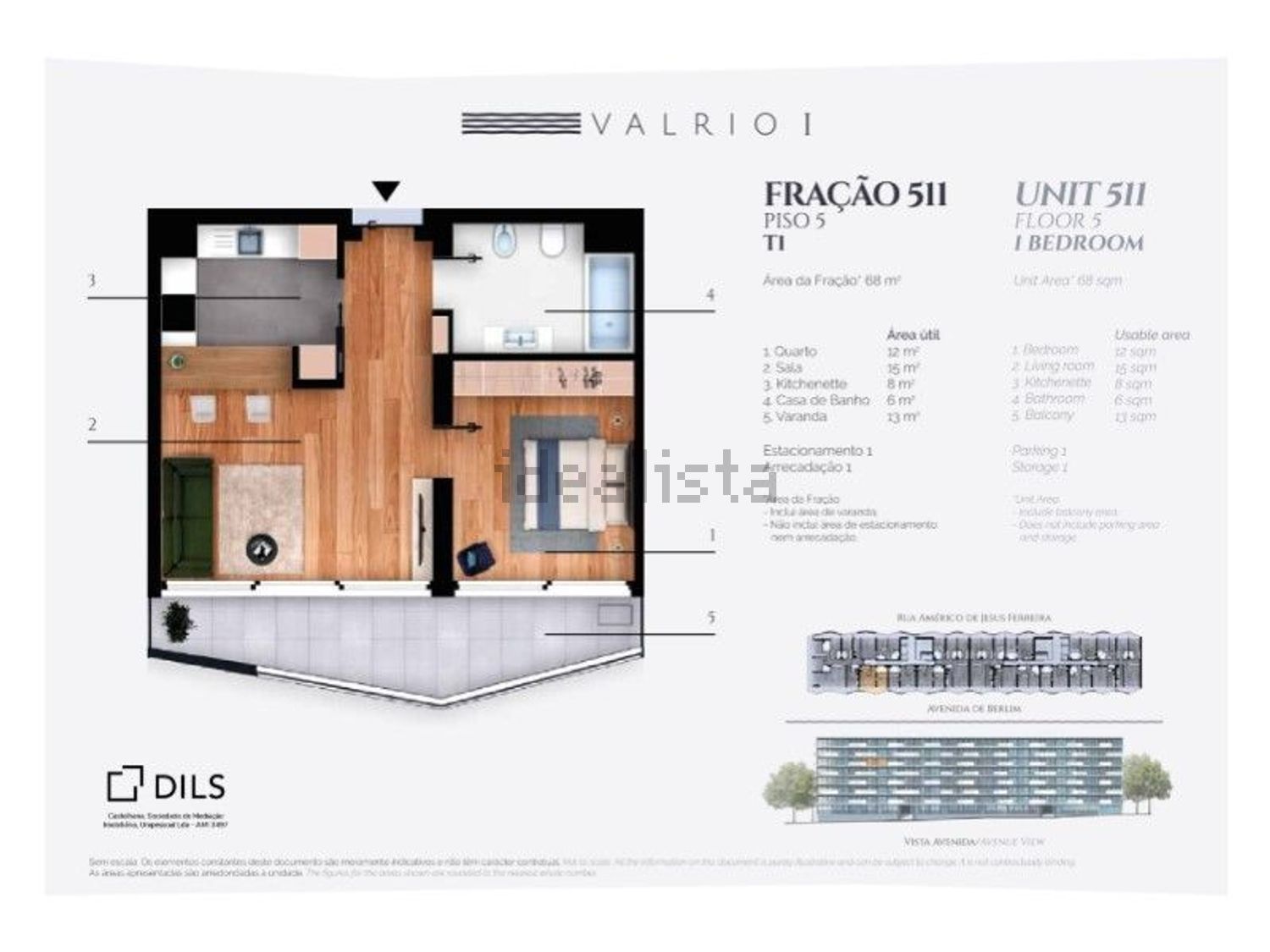 公寓 t1出售在Avenida de Berlim - 平面图