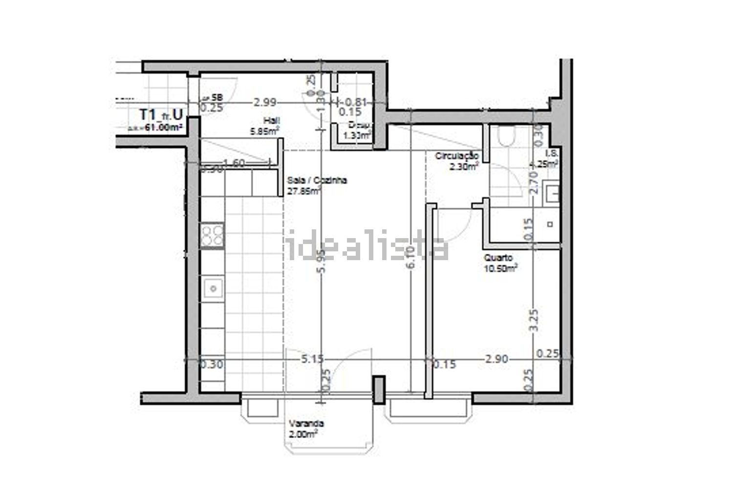 出租公寓 t1在Avenida 5 de Outubro - 平面图