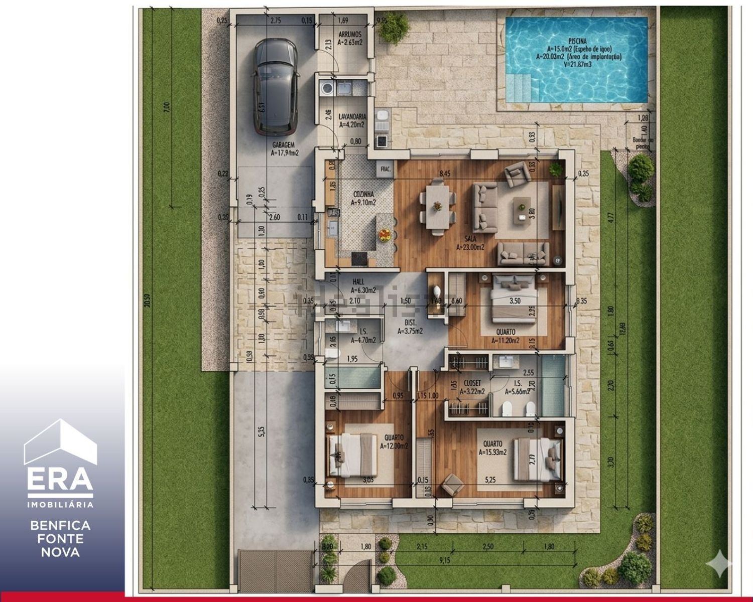 小楼房或独栋别墅出售在Avenida 5 de Outubro - 平面图