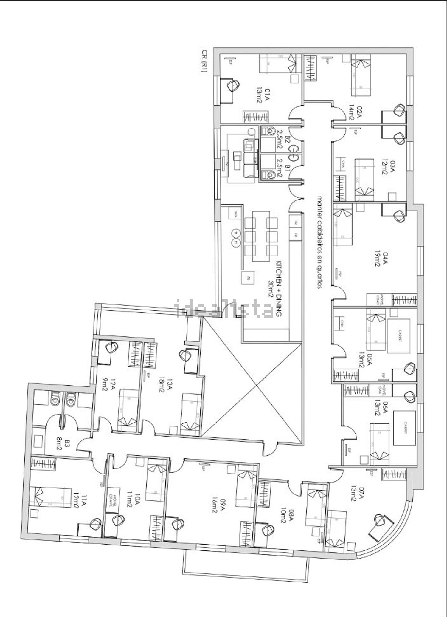 出租房间在Rua do Conde de Redondo, 64 - 平面图