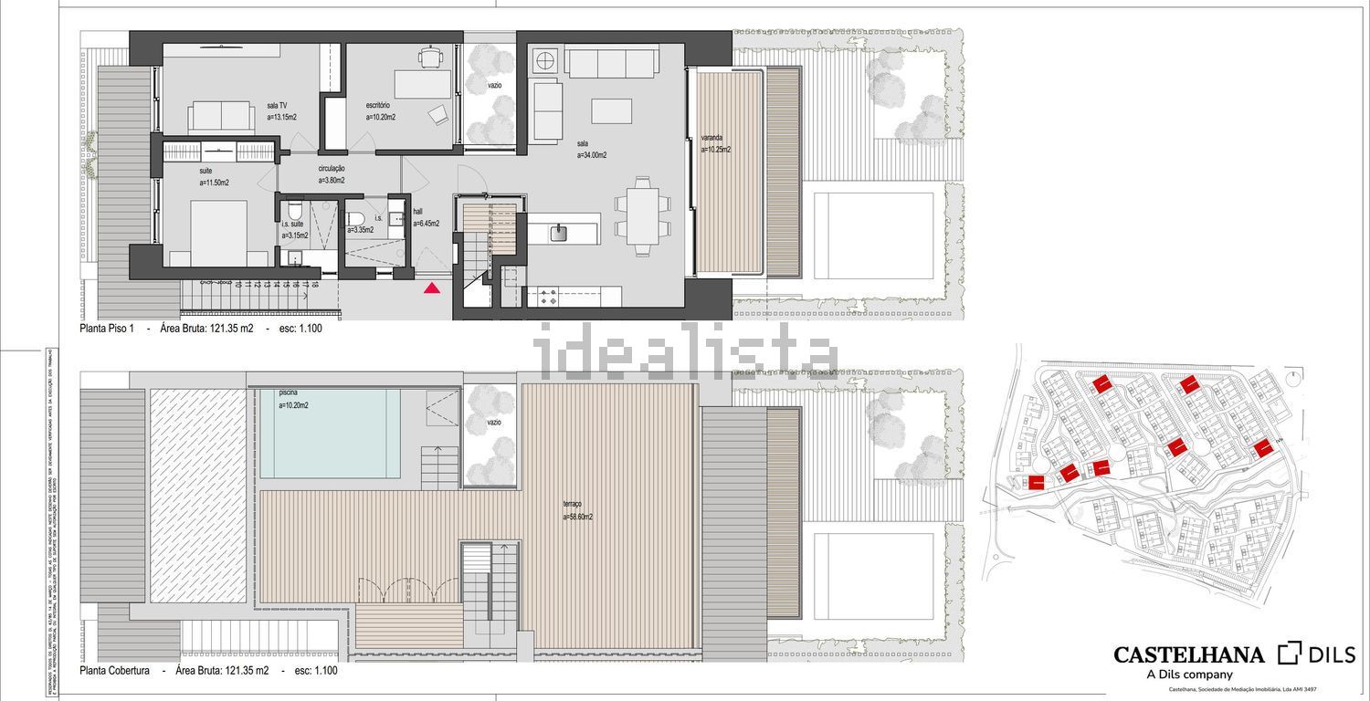 公寓 t1出售在Rua Jacinto Bandeira, 56 - 平面图