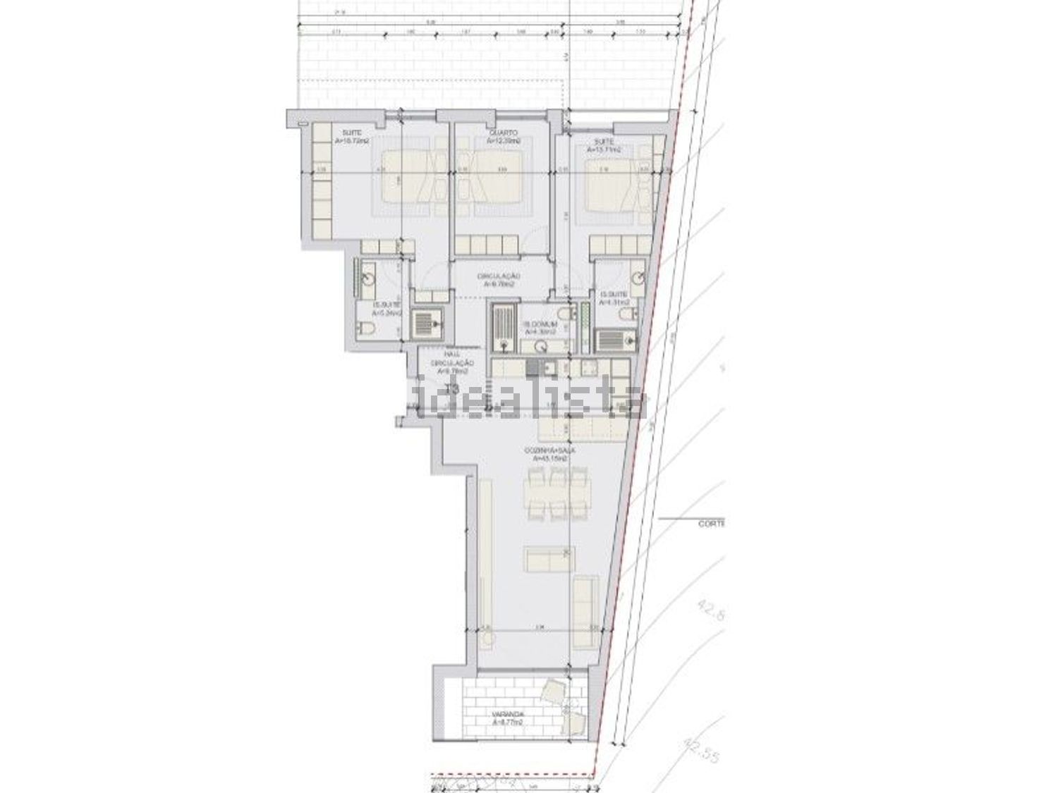 公寓 t3出售在Centro - 平面图