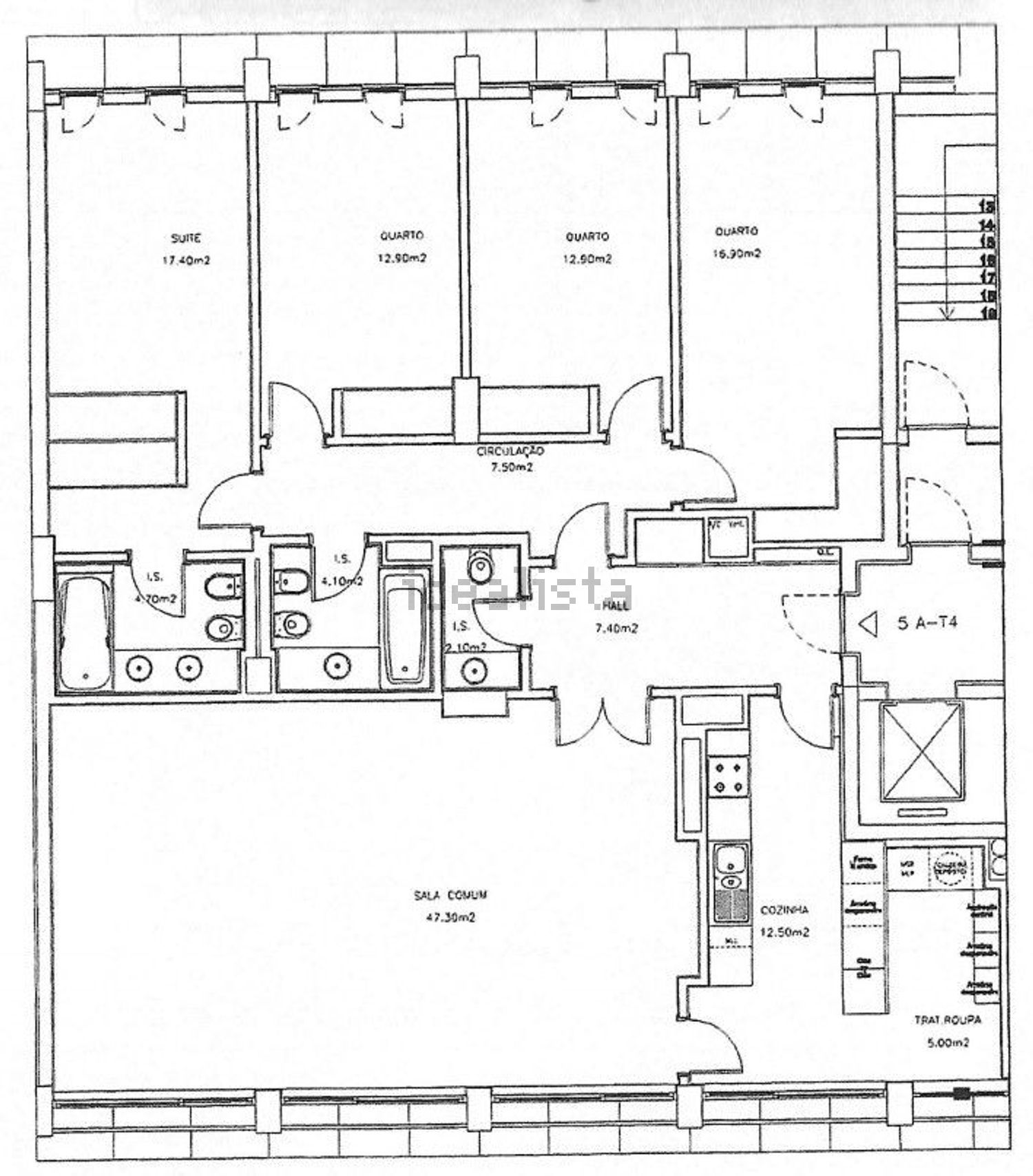 公寓 t4出售在Rua Gaivotas em Terra - 平面图