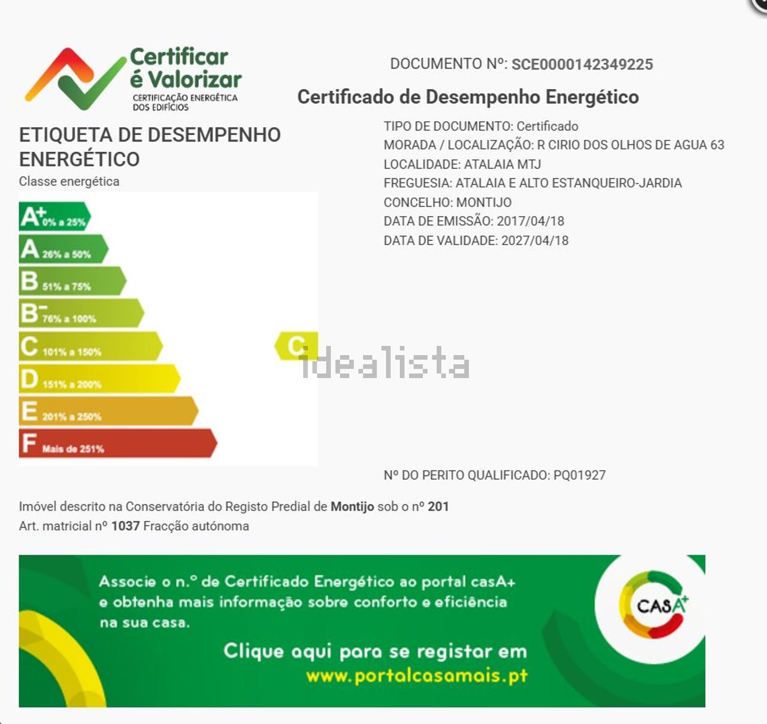 联排别墅出售在Rua do Círio dos Olhos de Água, 63 - 能源认证