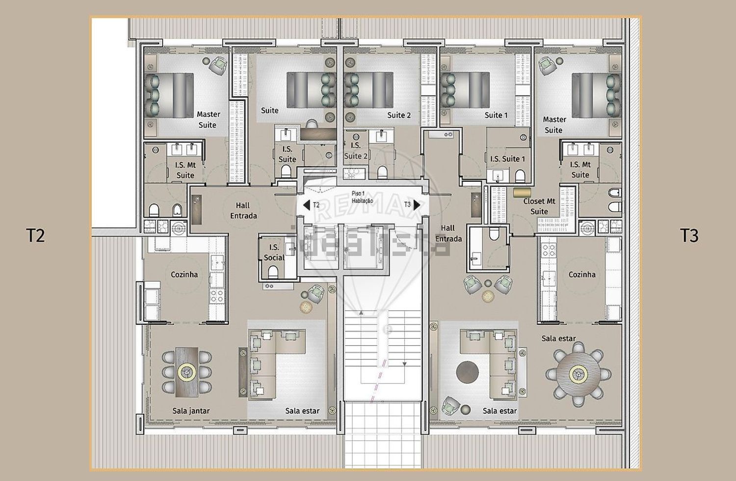 公寓 t3出售在Rua Armando Caldas - 平面图