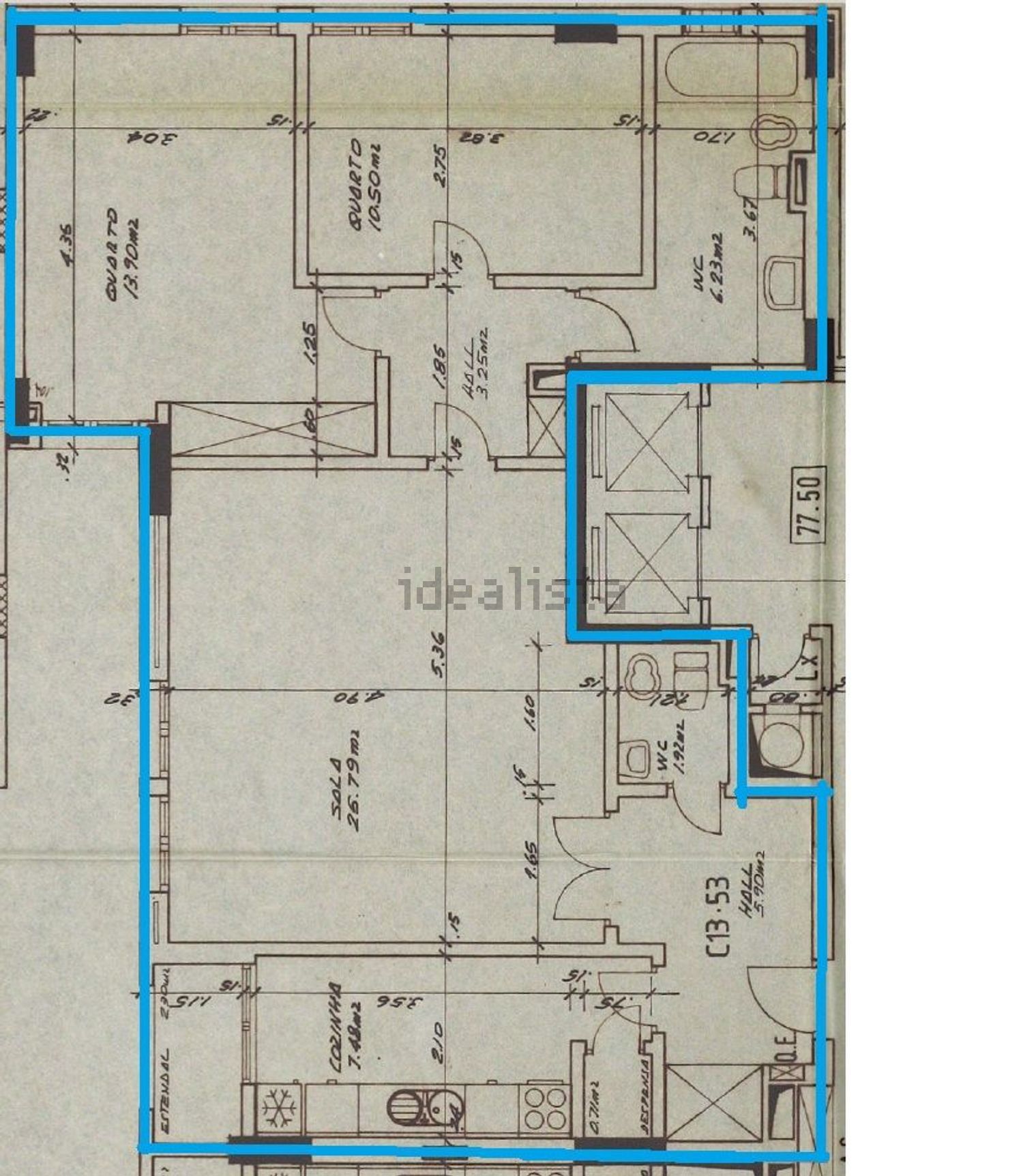 公寓 t2出售在Rua da Bela Vista à Graça - 平面图