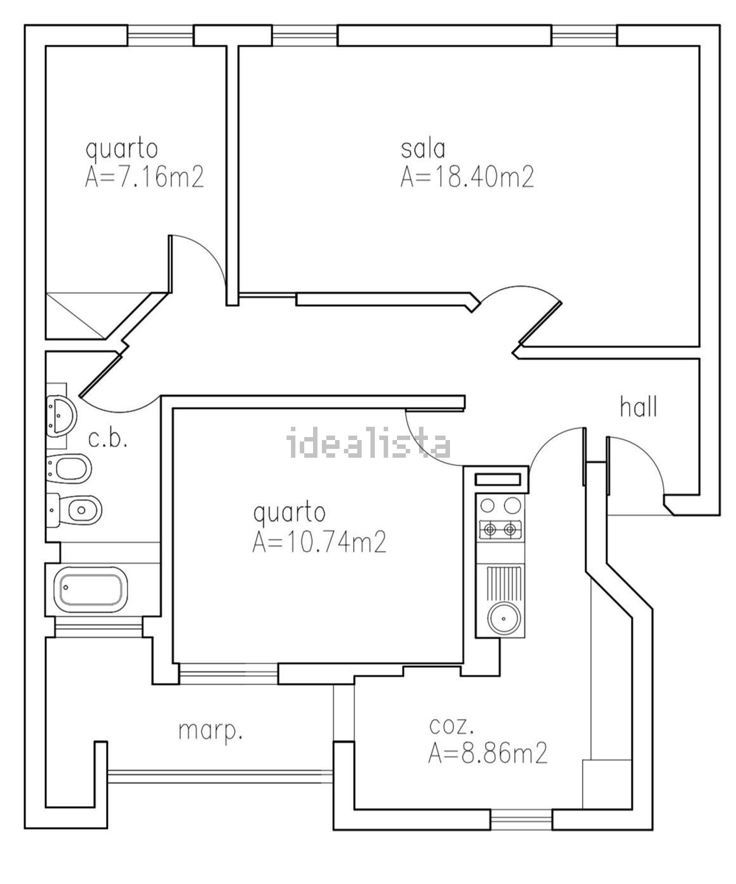 公寓 t2出售在Rua Cidade de Quelimane, 12 - 平面图
