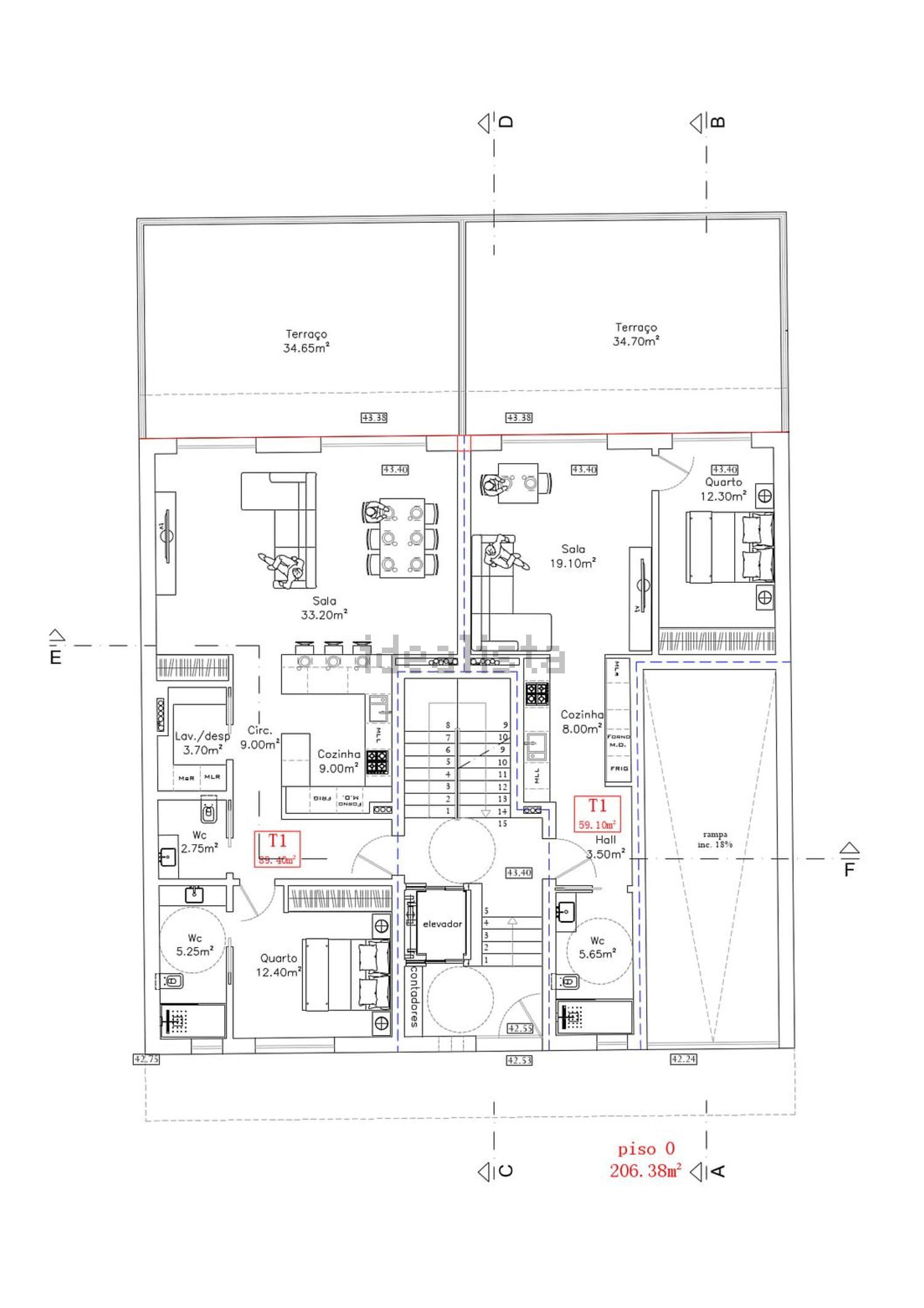 公寓 t1出售在Pinhal do General - 平面图