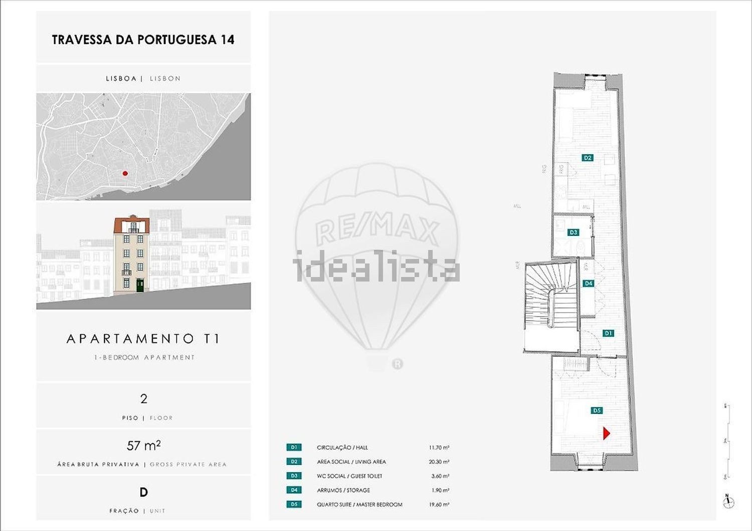 公寓 t1出售在Travessa da Portuguesa - 平面图