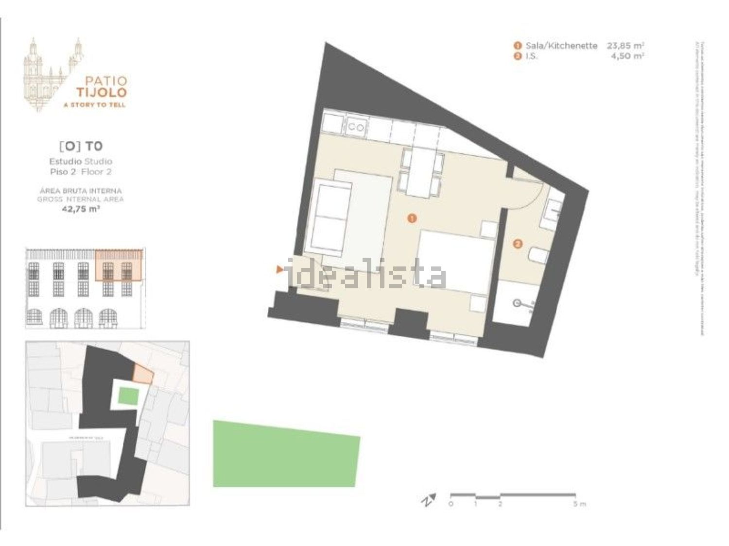 出租t0（单人公寓）Calçada do Tijolo, 58 - 平面图