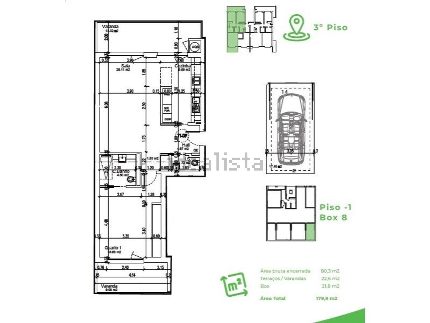 公寓 t1出售在Largo Alto do Mocho, 36 - 平面图