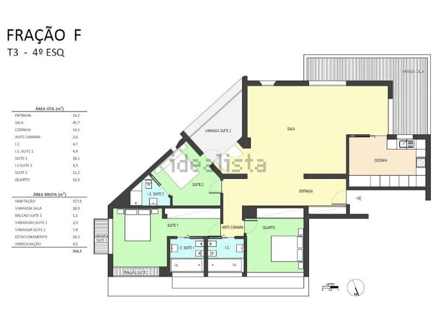 公寓 t3出售Calçada do Poço - 平面图