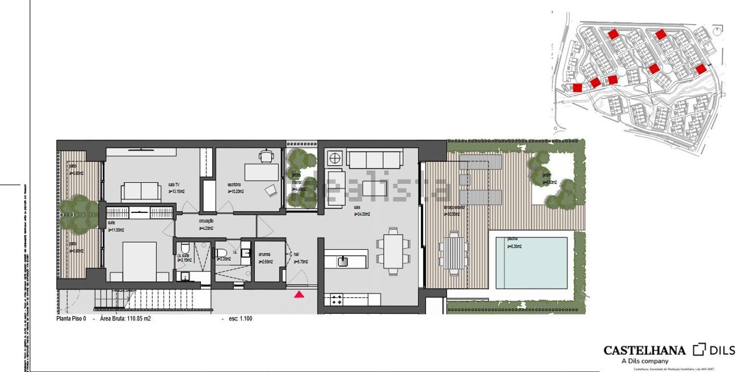 公寓 t1出售在Rua Jacinto Bandeira, 56 - 平面图