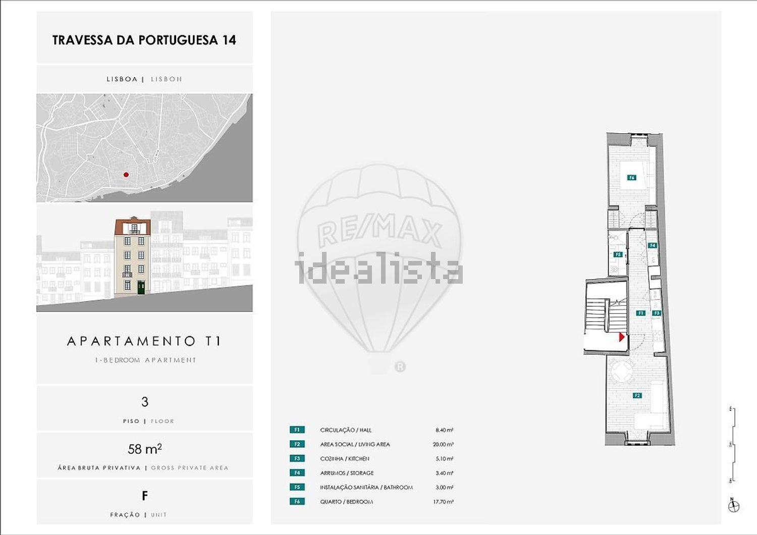 公寓 t1出售在Travessa da Portuguesa - 平面图