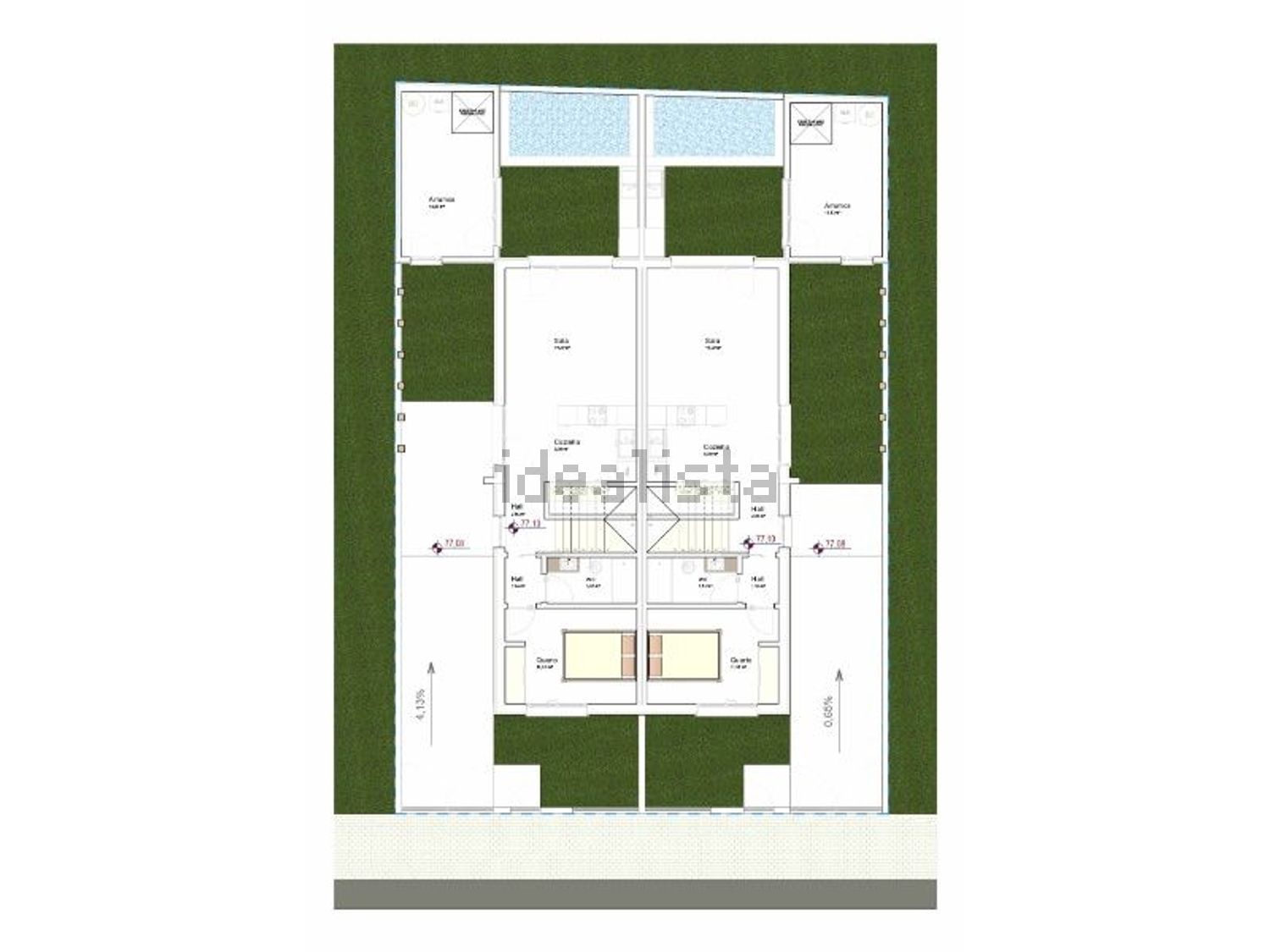 双拼别墅出售在Pinhal do General - 平面图