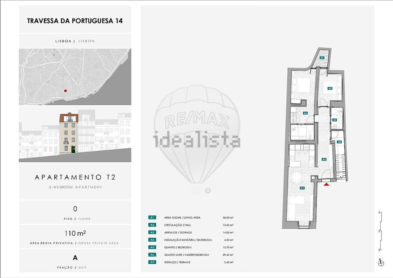 公寓 t2出售在Travessa da Portuguesa - 平面图