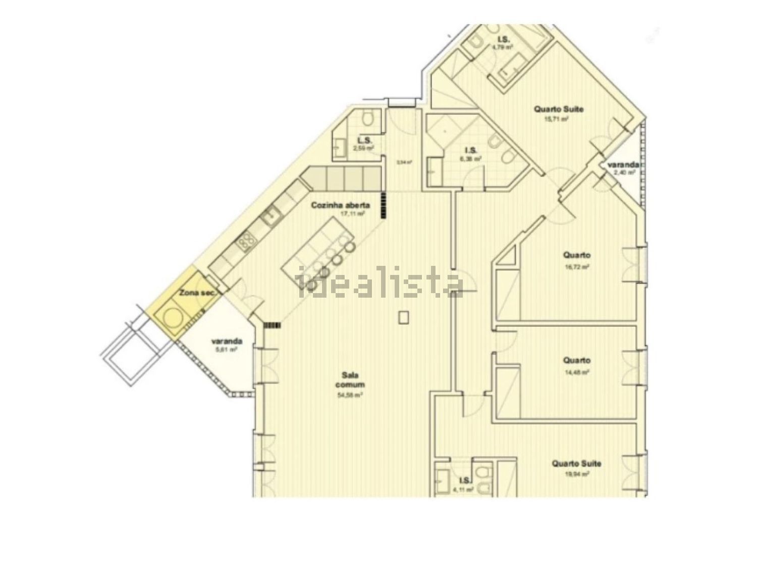 公寓 t4出售在Rua Mato das Cruzadas - 平面图