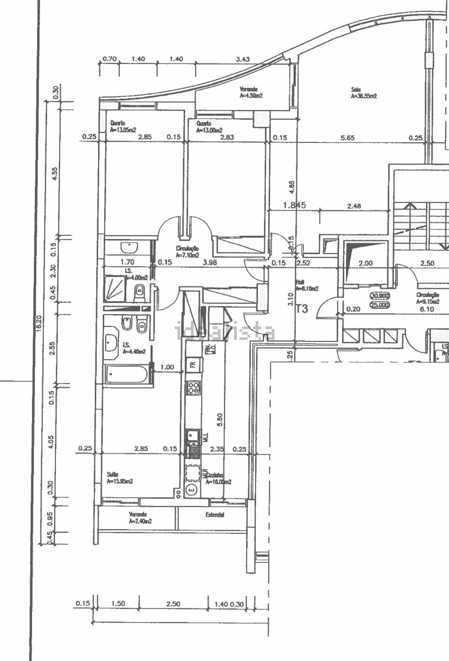 公寓 t3出售在Avenida Diogo Cão - 平面图