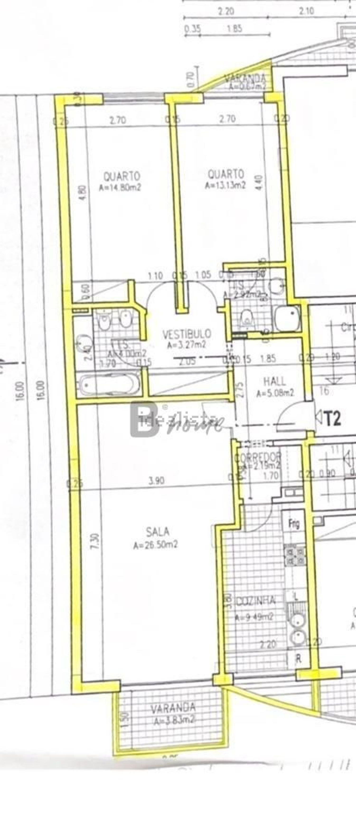 出租公寓 t2在Rua Maria Beatriz Mexia s/n - 平面图