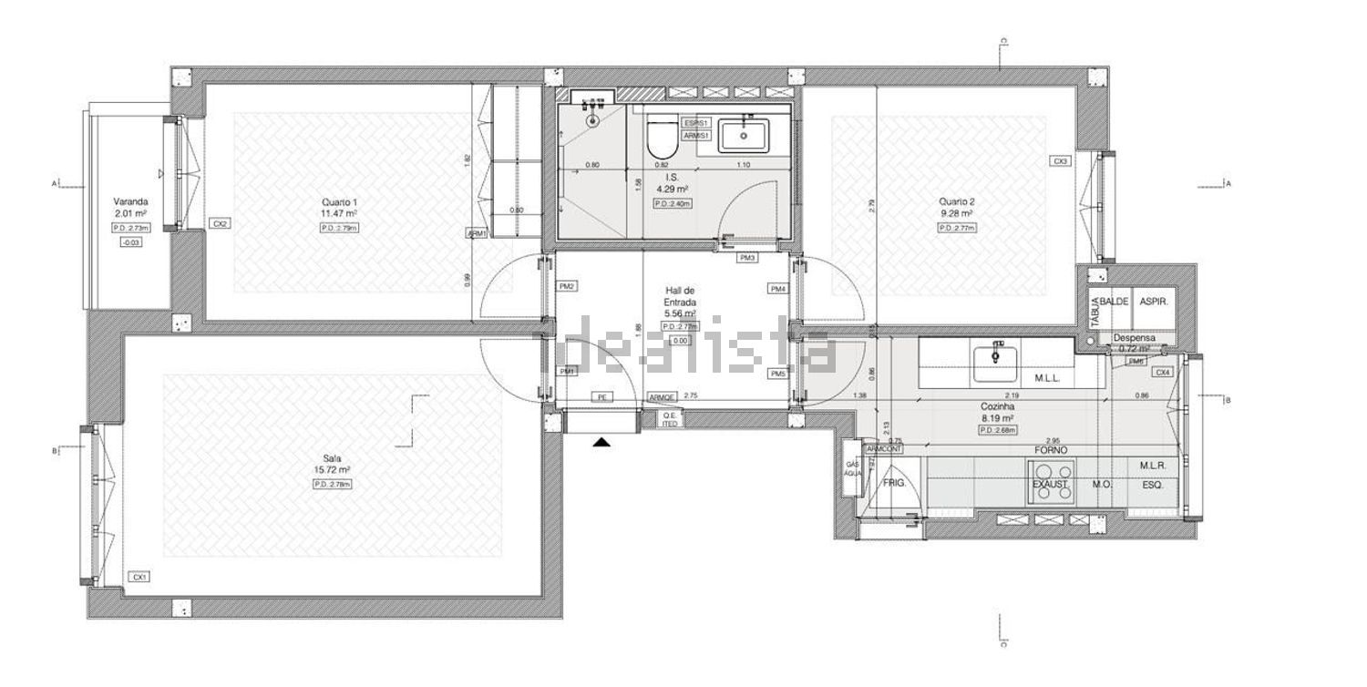 出租公寓 t2在Rua Francesinhas, 23 - 平面图