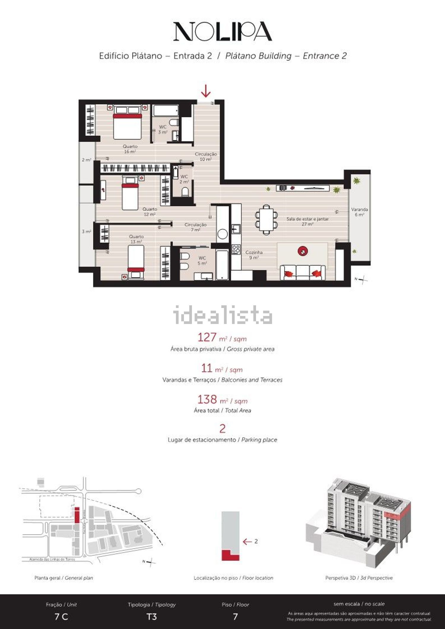 公寓 t3出售在Alameda das Linhas de Torres, 20 - 平面图