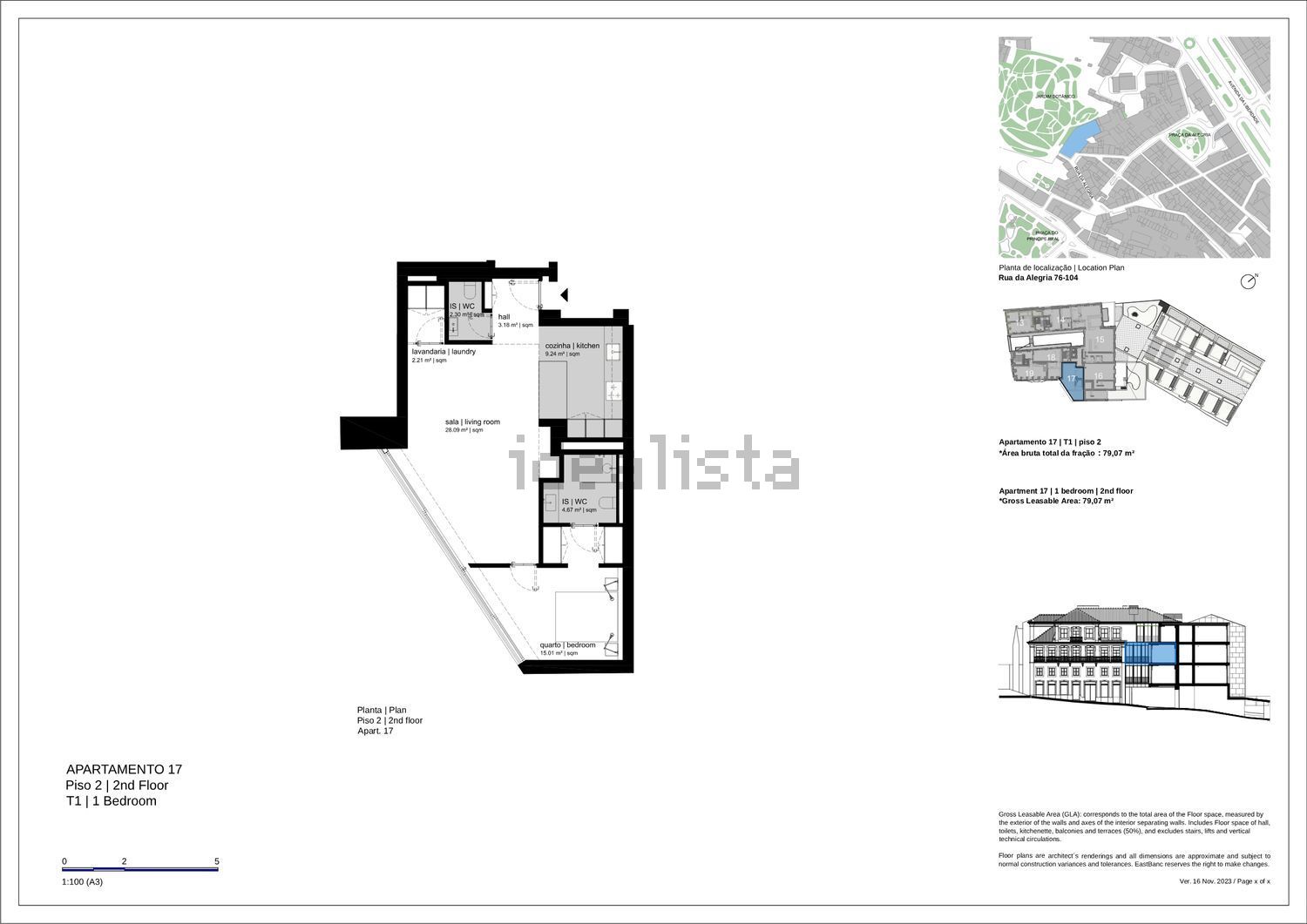 出租公寓 t1在Rua da Alegria - 平面图