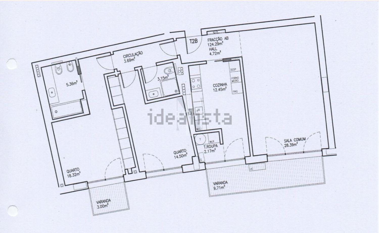 出租公寓 t2在Rua Daciano Costa - 平面图