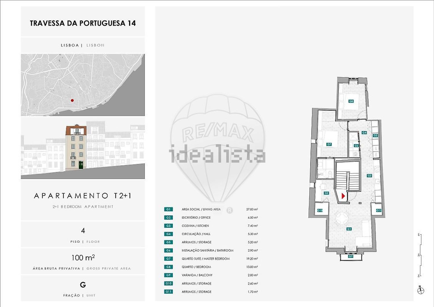 公寓 t2出售在Travessa da Portuguesa - 平面图