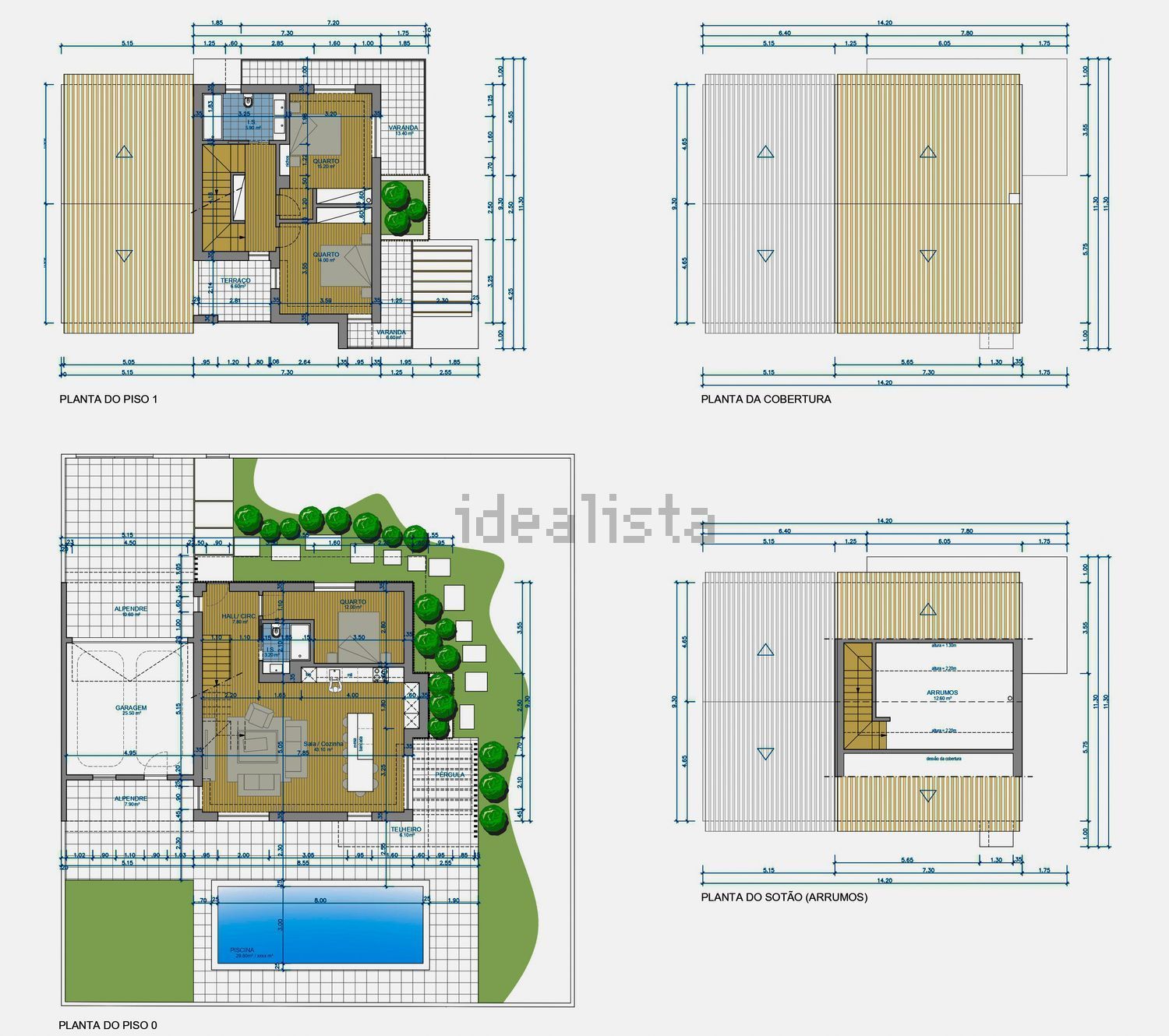 小楼房或独栋别墅出售在Rua Central - 平面图