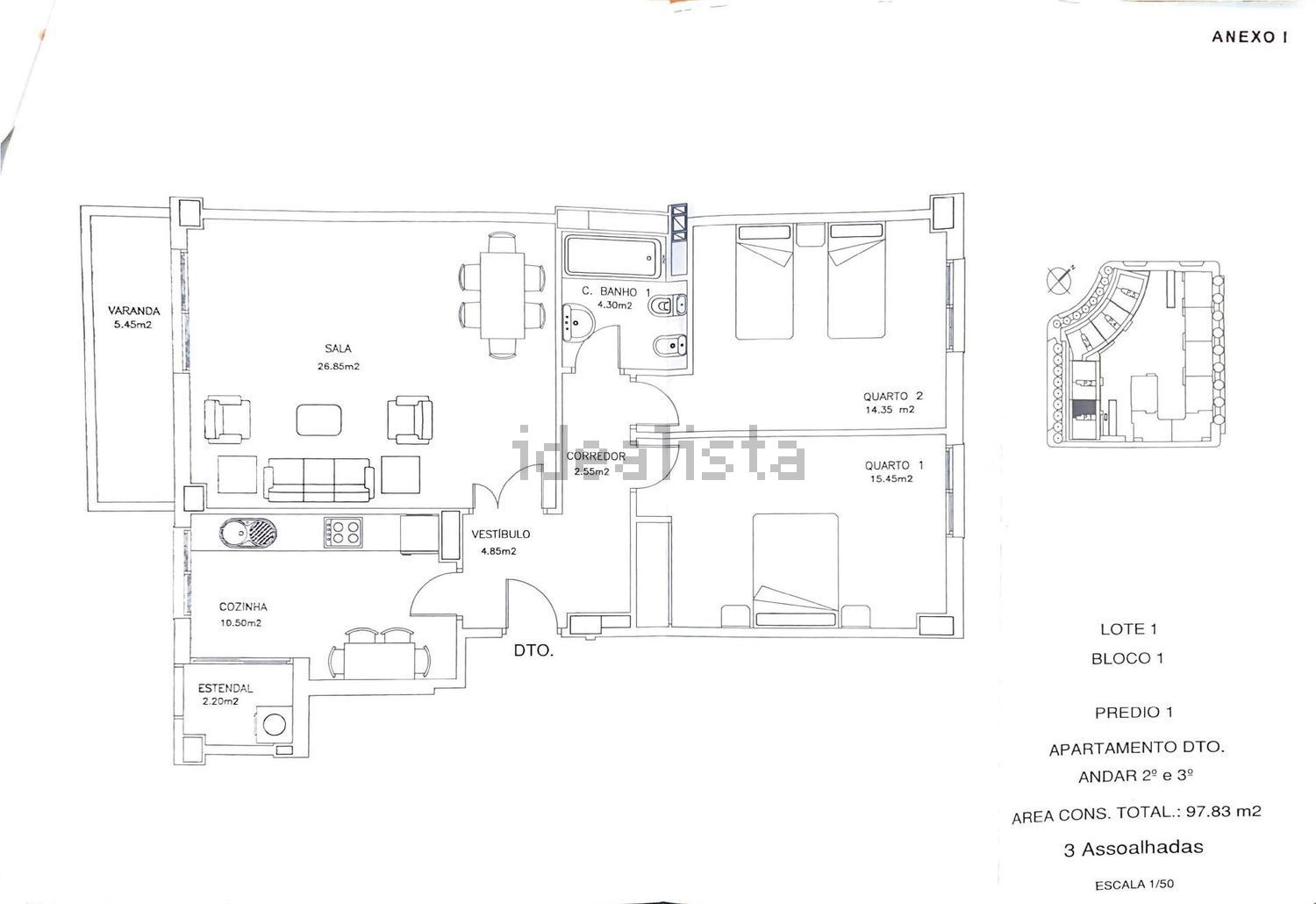 公寓 t2出售在Rua Joly Braga Santos - 平面图