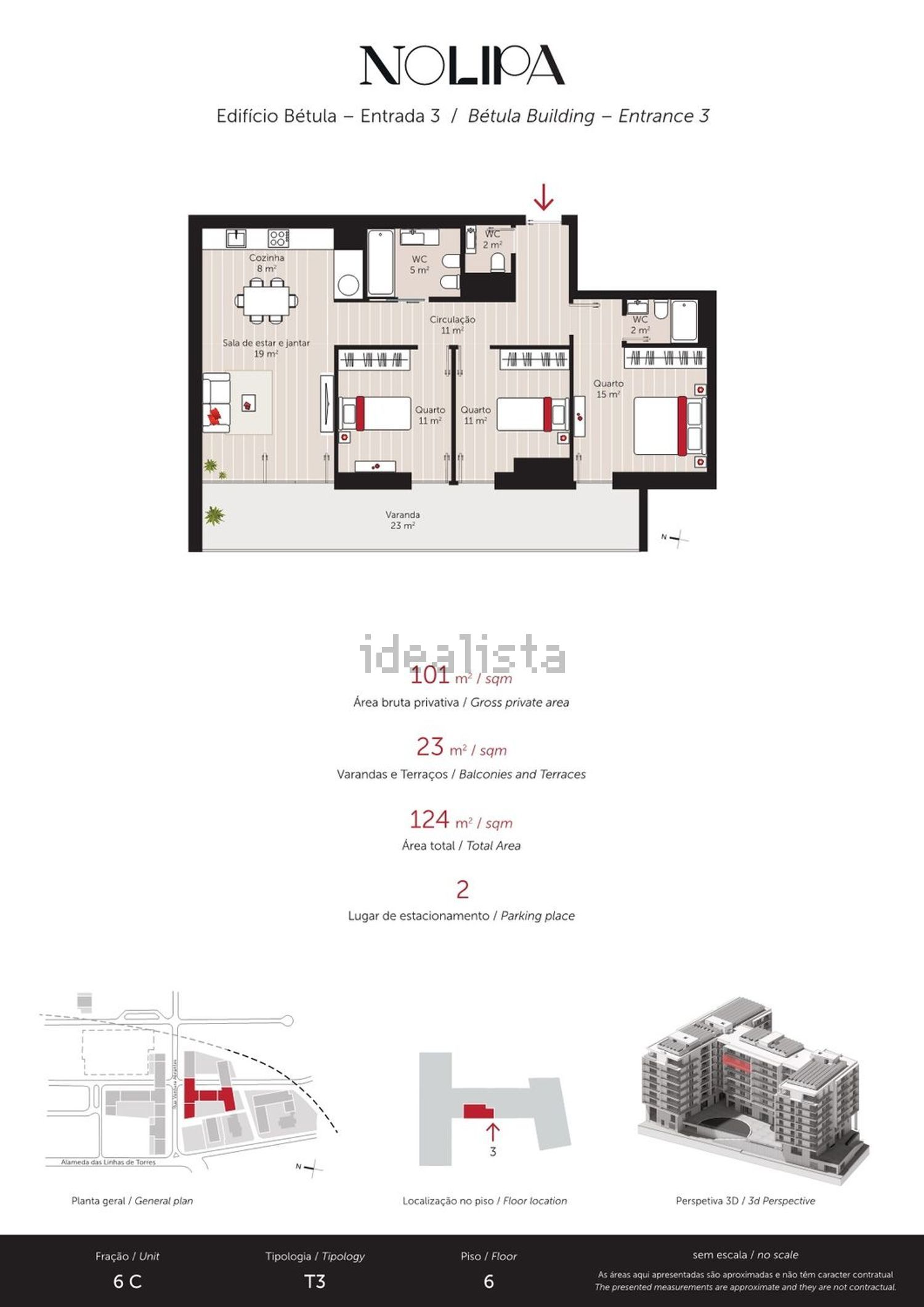 公寓 t3出售在Alameda das Linhas de Torres, 20 - 平面图