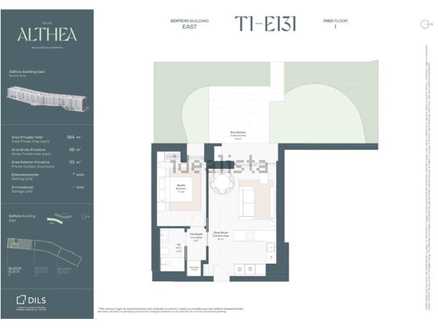 公寓 t1出售在Belas Clube Campo - 平面图