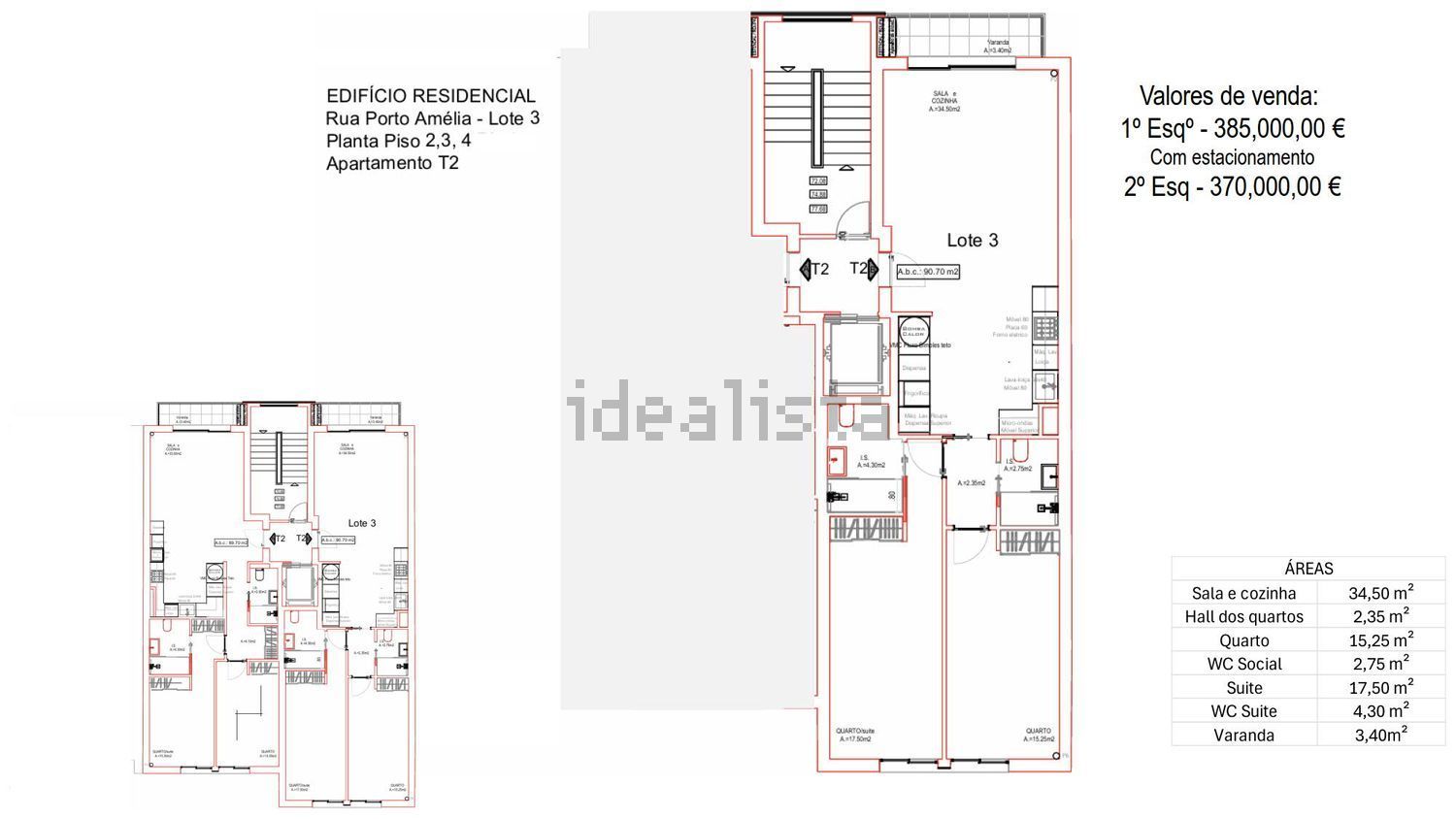 公寓 t2出售在Rua Porto Amélia, 3 - 平面图