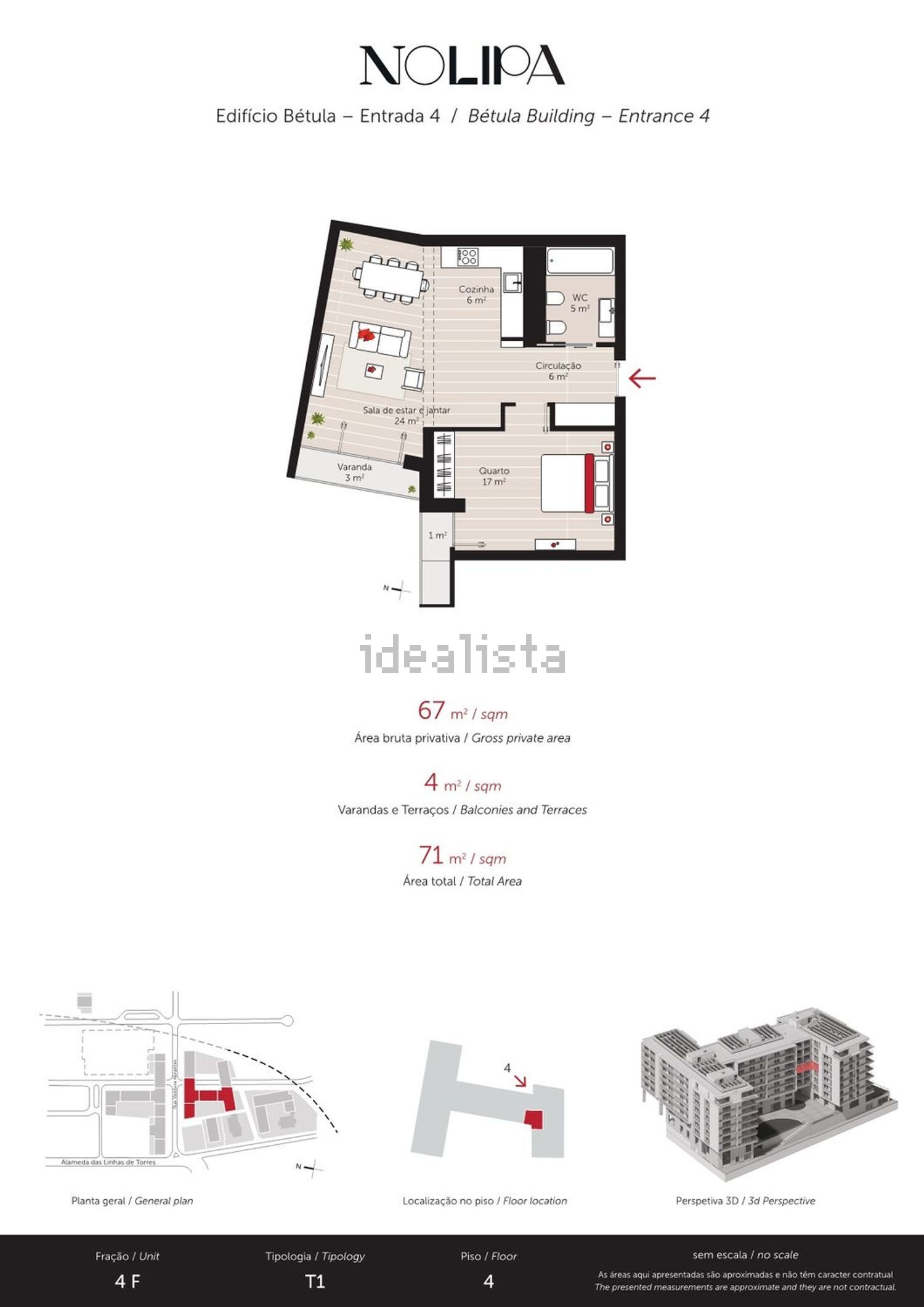 公寓 t4出售在Alameda das Linhas de Torres, 20 - 平面图