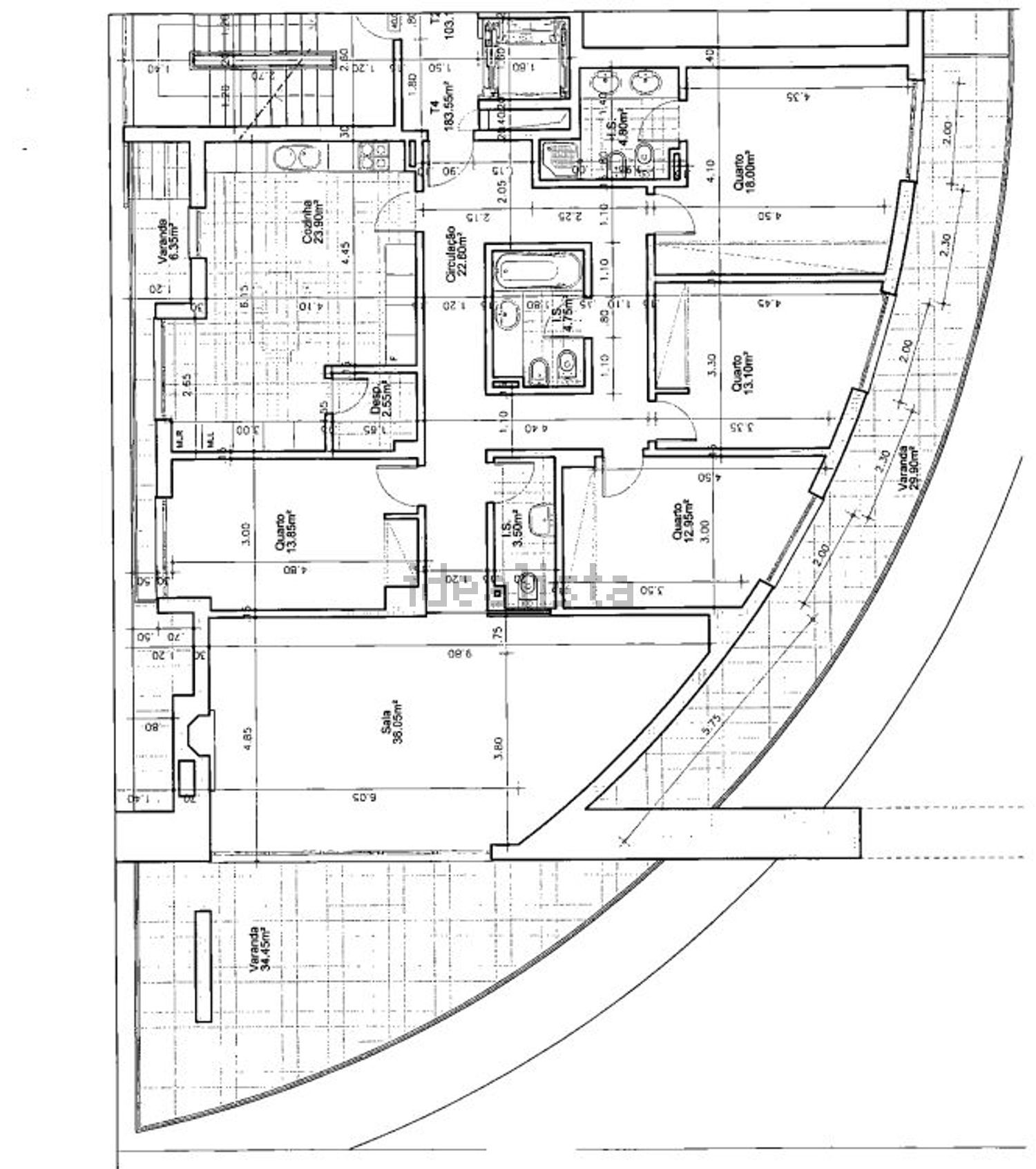 公寓 t4出售在Avenida Natália Correia - 平面图